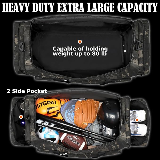 130L Extra Large Duffle Bag for Men, Heavy Duty Large Duffle Bag for Travel | Shoe Compartment, XL Sports Gym Equipment Bag for Hockey Football Baseball Basketball & More - Image 4