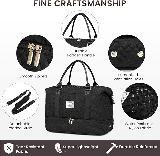 LOVEVOOK Travel Duffle Bag,Weekender Bags for Women with Shoe Compartment，Carry on Overnight Bag with Toiletry Bag,Gym Duffel Bag with Wet Pocket, Hospital Bags for Labor and Delivery - Image 6