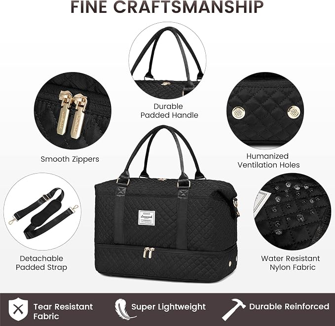 LOVEVOOK Travel Duffle Bag,Weekender Bags for Women with Shoe Compartment，Carry on Overnight Bag with Toiletry Bag,Gym Duffel Bag with Wet Pocket, Hospital Bags for Labor and Delivery - Image 6