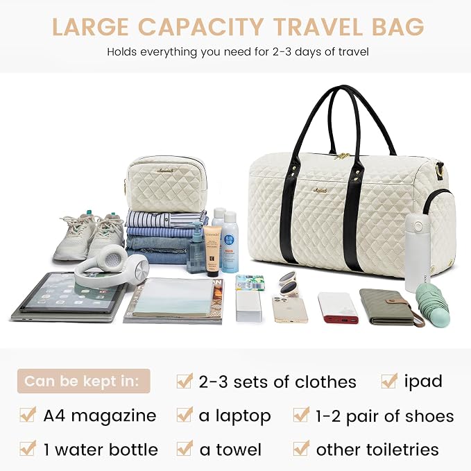 LOVEVOOK Travel Duffle Bag,Carry on Overnight Bag with Shoe Compartment,Weekender Bags for Women with Toiletry Bag,Gym Duffel Bag with Wet Pocket,Hospital Bags for Labor and Delivery - Image 7