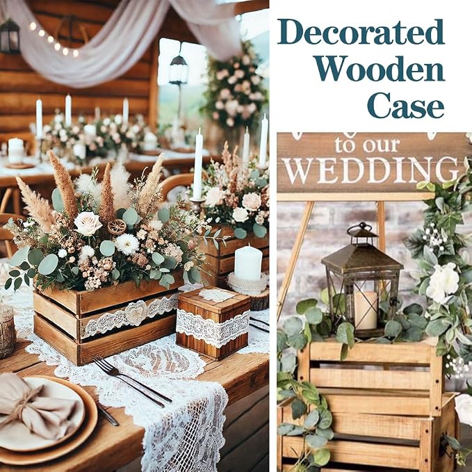6 Pack Large Wooden Crates for Display Decorative Crates with Handle | Rustic Nesting Wooden Basket Decorative Farmhouse Wood Crate for Storage and Container, 6 Size Decor Boxes - Image 2
