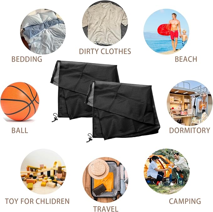 2 Pcs Mesh Laundry Bags, 70×90cm Heavy Duty Laundry Bag for Washing Machine, Large Washing Net Bags for Laundry with Drawstring, Large Laundry Bags for Dirty Clothes Beddings Plush Toys - Image 7