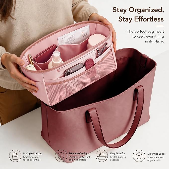 GIVLEFLY Purse Organizer Insert for Tote Bag, 11.81 Inch Satin Bag Organizer, Multi Pocket Handbag Organizer for Everyday Totes - Image 5