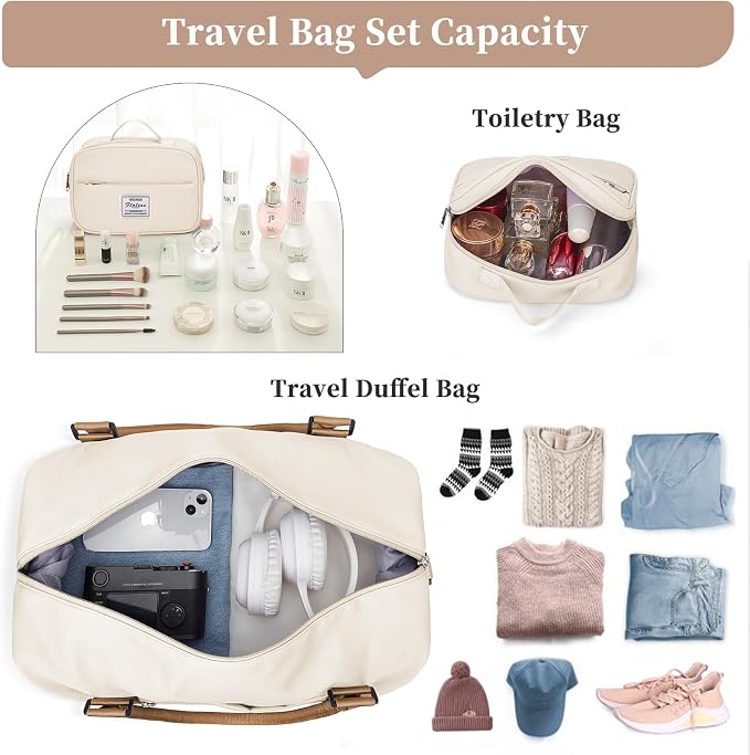Weekender Bags for Women, Personal Item Travel Bag with Shoes Compartment | Overnight Travel Duffel Bag with Toiletry Bag, Airplane Friendly Carry-On Bag with Wet Pocket & Trolley Sleeve,Medium - Image 2
