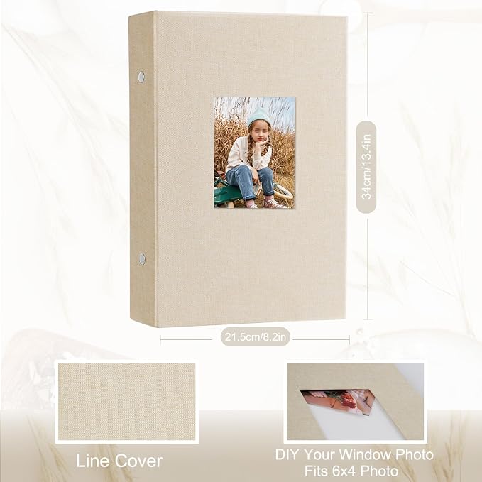 Photo Album 6x4 300 Pockets Slip in Large Capacity Album for Family Wedding Anniversary Linen Album Book Holds 300 Horizontal 10x15cm Photos(300 Pockets, Beige) - Image 2