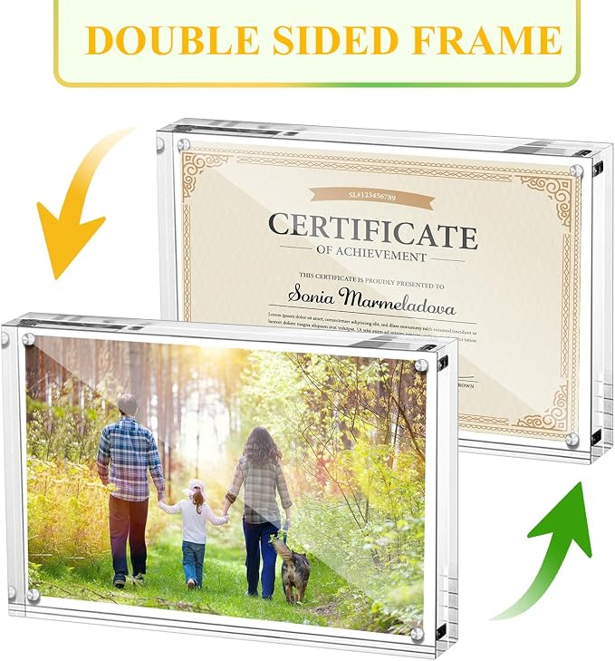 Boxalls 3.5x5 Inches Acrylic Picture Frames - 5 Pack, Clear Frameless 3.5x5 Photo Frames with Magnetic, Double Sided Transparent Desktop Frame(5 Pack) - Image 3