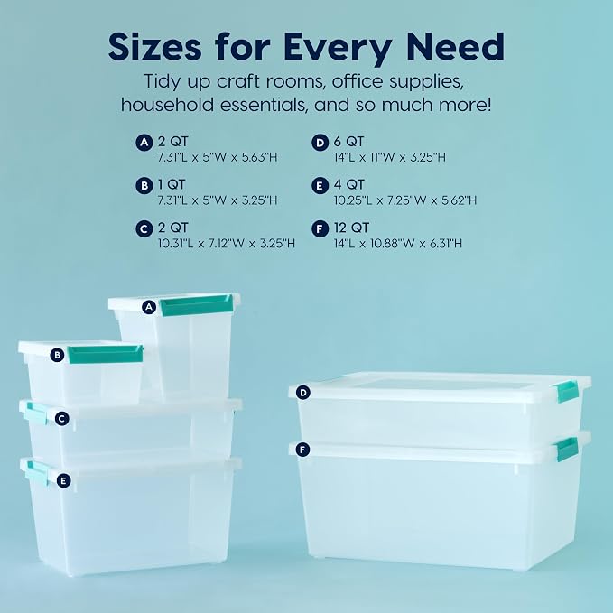 IRIS USA Storage Bins with Lids |Made in USA| 12 Qt - (4-Pack) - Clear | Sensory Craft Organizers, Plastic Clip Box Totes, Flat Containers for Organizing Paper, Office, Art & Study Supplies - Image 4