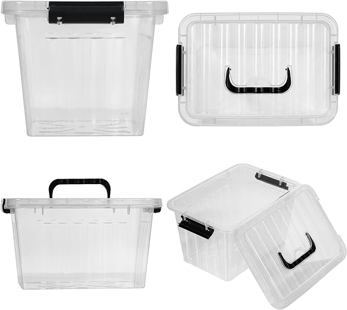 Citylife 7 Qt Clear Plastic Storage Bins with Lids and Handle Small 6 Pack | Stackable See-Through Craft Storage Box Latches Durable Containers Secure Pull Handle Organizing for Home Kitchen pantry - Image 3