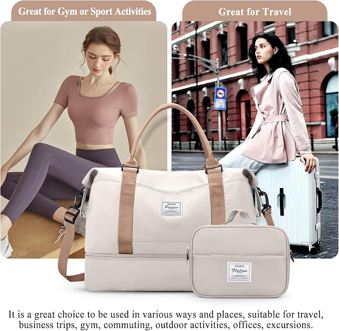 Weekender Bags for Women, Personal Item Travel Bag with Shoes Compartment | Overnight Travel Duffel Bag with Toiletry Bag, Airplane Friendly Carry-On Bag - Image 9