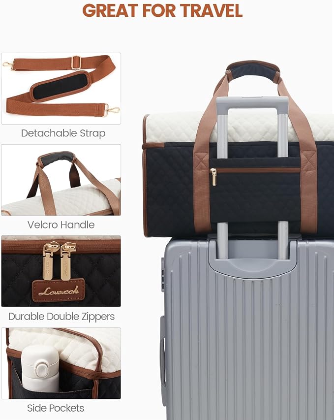 LOVEVOOK Travel Duffle Bag - Weekender & Overnight Bag with Toiletry & Wet Pocket, Carry-On Size, 3pc Set - Image 5