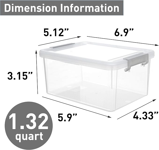 Citylife 2 PCS Storage Bins with Bamboo Lids & 10 PCS 1.3 QT Small Plastic Storage Container Stackable Box for Organizing - Image 7