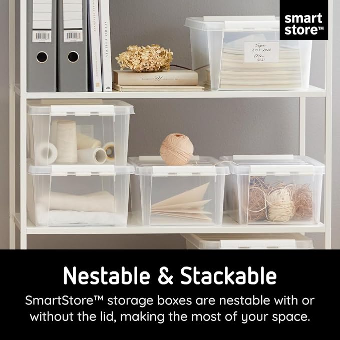 SmartStore Classic 10 Clear Plastic Storage Boxes, 8L/8.5QT BPA-Free Stackable and Nestable Container with Secure Lid, Swedish Made Plastic Bins for Organization, L13.39 x W9.84 x H6.3-10 Pack - Image 3