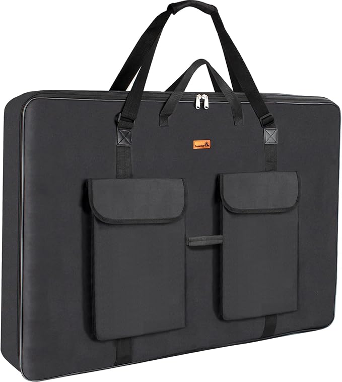 TreochtFUN Art Portfolio Bag 36 x 48 in - Waterproof Artist Carrying Case | Soft Side Sturdy with Strap, Heavy Duty Storage for Artwork Drawing Canvas Poster,(Black) by TreochtFun