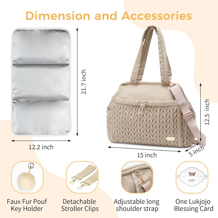 Asha Diaper Bag Tote For Daily Use, Travel Shoulder Diaper Bag With Long Strap - Image 5