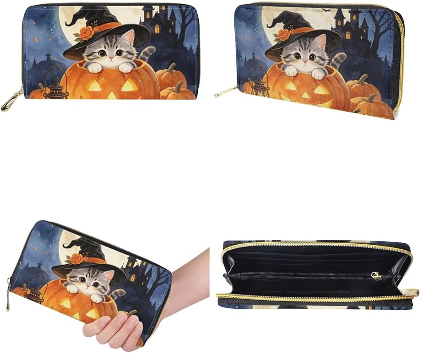 GIFTPUZZ Women Top Handle Bags Handbags with Zipper Leather Wallet Cash Card Phone Holder and Makeup Bag Set 3pcs - Image 7