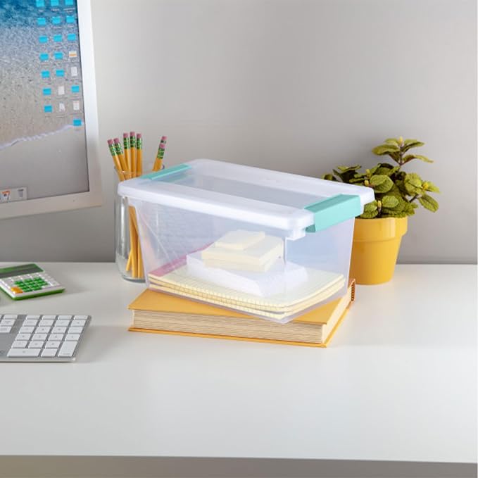 Sterilite 4-Pack Clip Box, Stackable Clear Plastic Bins with Latching Lids, Medium - Writing, Arts or Crafts Supplies Storage Containers for Home, Office, Classroom and Workshop Organization - Image 4