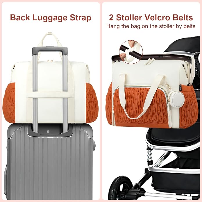 Diaper Tote Bag for Baby 6PCS, Large Mom Hospital Bags with Changing Pad | Mommy Bags for Labor and Delivery, Baby Shower Girl Boy Gift, Mama Bag with Pacifier Case Storage Bag and Shoulder Strap - Image 6