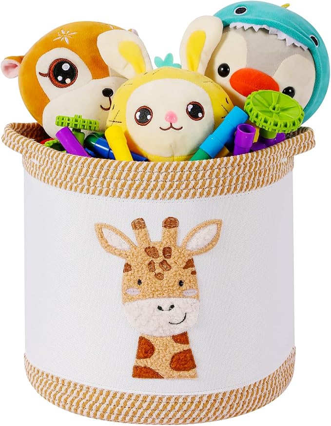 Toy Basket for Baby Laundry Hamper Blanket Baskets Cute Giraffe Nursery Hampers Toy Storage Basket, Woven Cotton Rope Nursery Organization Bins For Girls Boys Kids Newborn Gifts Baskets by Unknown