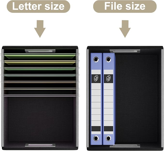 Foldable File Organizer Box with Lids (2 Pack, Khaki, Leather) | File Box with Plastic Slides for Document, Filing Bin for Letter Size Hanging File Folders (2 Pack, Khaki, Leather) - Image 4