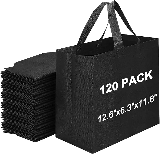 Reusable Grocery Bags 12.6 * 6.3 * 11.8 in - Non Woven Totes Bag with Reinforced Handles, Shopping Bags Bulk by Unknown