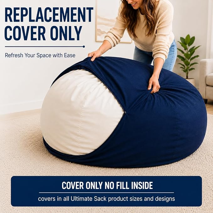 ULTIMATE SACK | 4 Ft Bean Bag Chair Replacement Cover Only | Hunter Green Suede | Removable Washable Cover only - Image 2