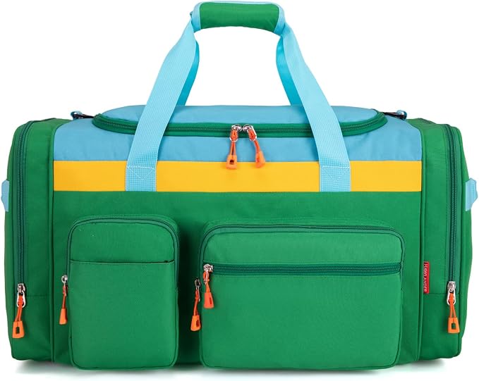 Large Kids Duffle Bag for Travel, Overnight or Weekend, Green Y | Roomy Size: 22.0"L x 12.0" H x 12.0"W, Made of Thick Polyester Fabric by HawLanderBackpack