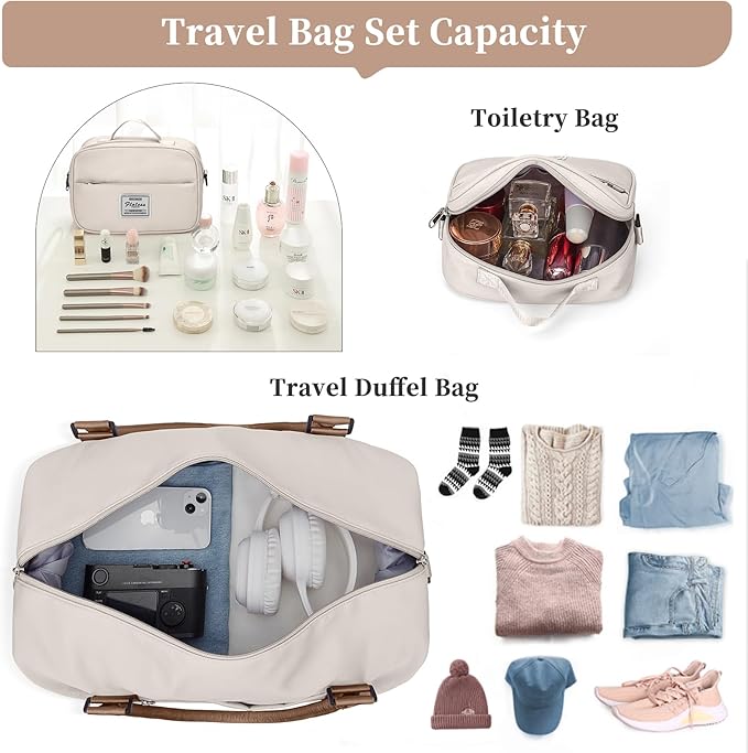 Weekender Bags for Women, Personal Item Travel Bag with Shoes Compartment | Overnight Travel Duffel Bag with Toiletry Bag, Airplane Friendly Carry-On Bag - Image 2