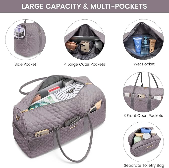 LOVEVOOK Travel Duffle Bag,Weekender Bags for Women Overnight Bag with Shoe Compartment, Carry on with Toiletry Bag,Duffel Bag with Wet Pocket,Hospital Bags for Labor and Delivery - Image 3