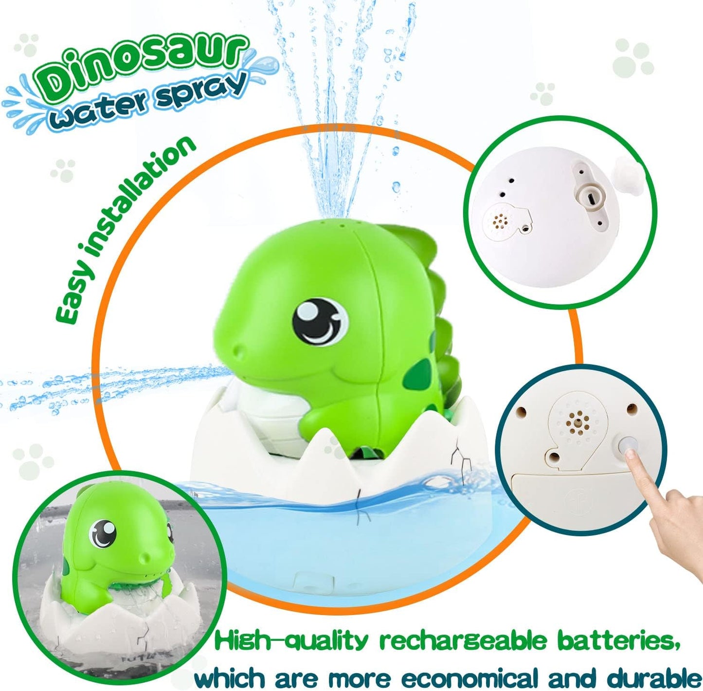 ZHENDUO Baby Bath Toys, Rechargeable Bath Toys, Whale Spray Water Bath Toy, Sprinkler Bathtub Shower Toys for Toddlers Kids Boys Girls, Pool Toy for Baby (Green)