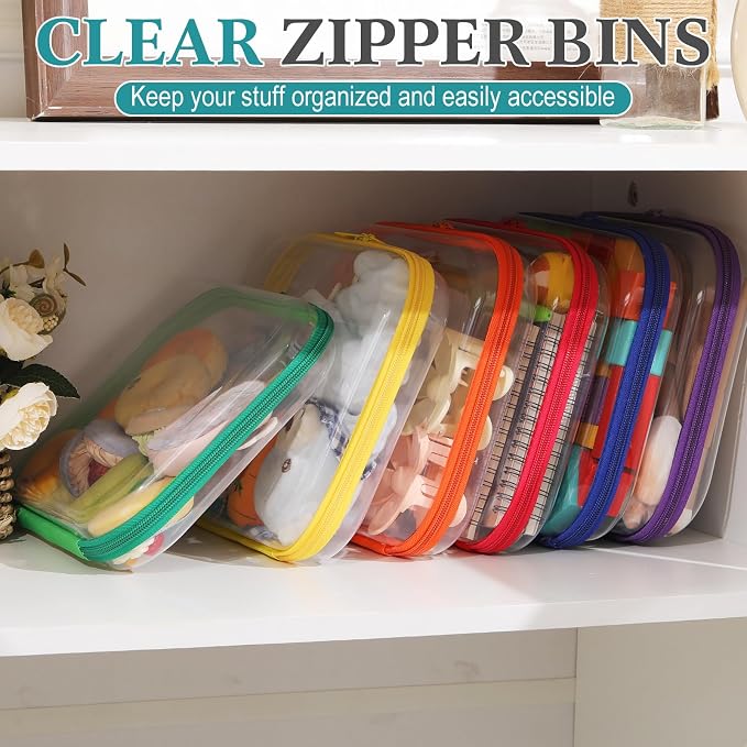 Sanwuta 6 Clear Hard Zipper Case,Assorted Color, 9.84 x 7.87 x 2 Inch | Pencil Case Pouches ,Makeup Bag,Plastic Toiletry Diaper Bag ,Travel Toy Storage,Waterproof Organizer Bins - Image 5