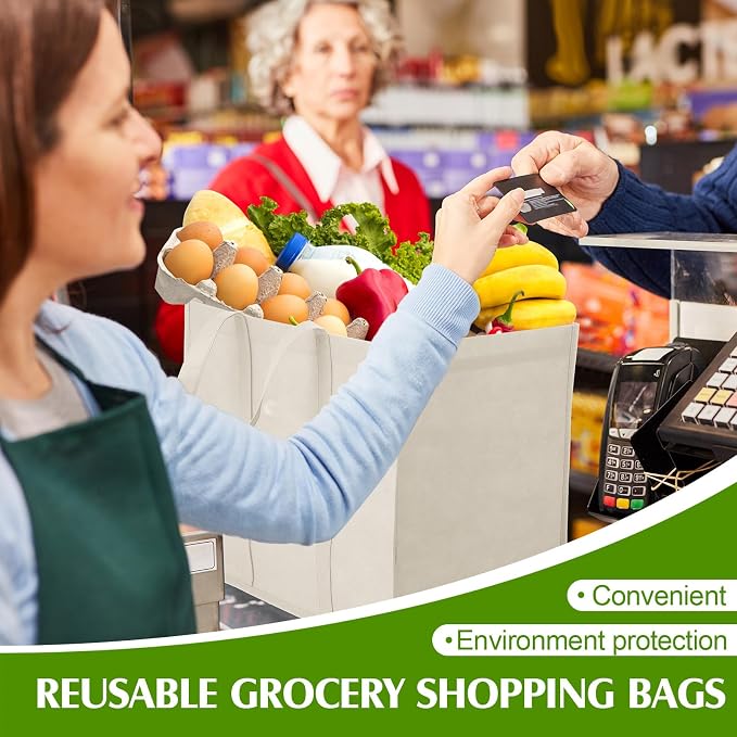 Hillban 30 Pack Large Reusable Shopping Bags Bulk | Heavy Duty Foldable Grocery Bags 16 x 13 x 10 Inch, Washable Portable Storage Totes with Reinforced Handles - Image 5