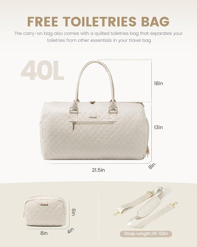 LOVEVOOK Travel Duffle Bag, Weekender Bag for Women with Toiletry Bag, Carry on Overnight Bag with Shoe Compartment, Gym Duffel Bag with Wet Pocket, Mommy Hospital Bags for Labor and Delivery - Image 9
