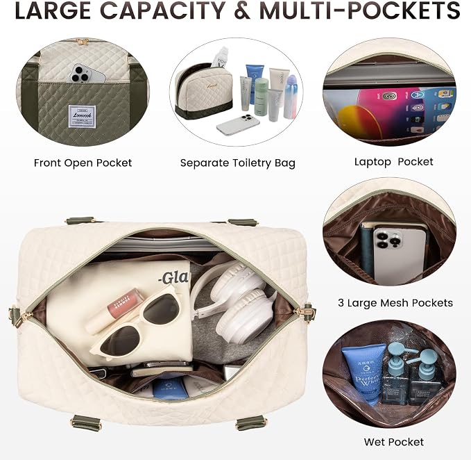 LOVEVOOK Travel Duffle Bag,Weekender Bags for Women with Shoe Compartment，Carry on Overnight Bag with Toiletry Bag,Gym Duffel Bag with Wet Pocket, Hospital Bags for Labor and Delivery - Image 3