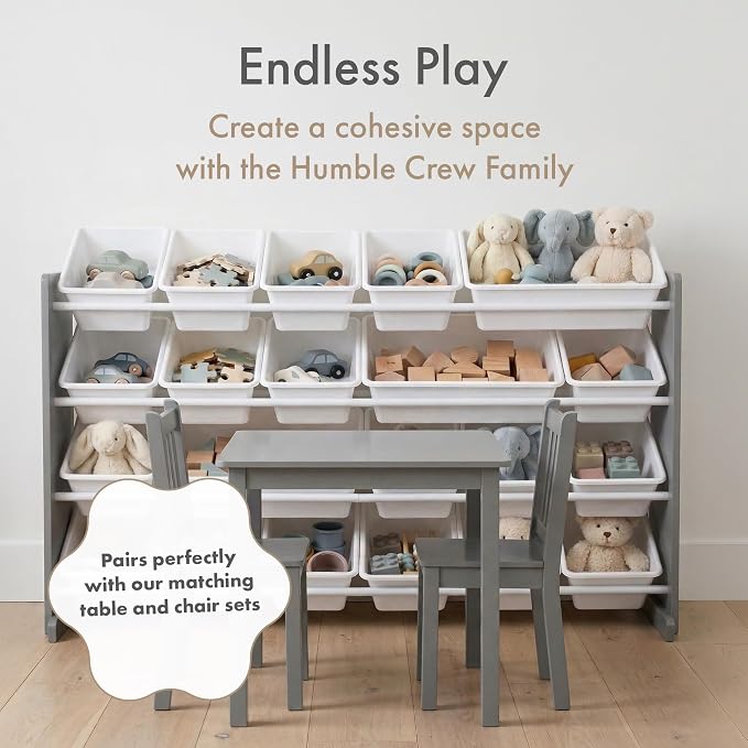 Humble Crew Kids Toy Organizer with 20 Bins, 4 Tier Storage for Playroom | Sturdy wood and steel toddler shelf, removable BPA-free containers, wall anchor anti-tip safety kit for bedroom or classroom - Image 8
