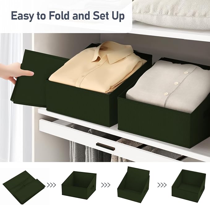 DIMJ Closet Storage Bins 12 Pack - Fabric Storage Baskets for Shelves, Collapsible Clothes Organizer with Handles, Trapezoid Shelf Organization Storage Cubes for Purse, Toys, Books, Towel, Clothes - Image 5