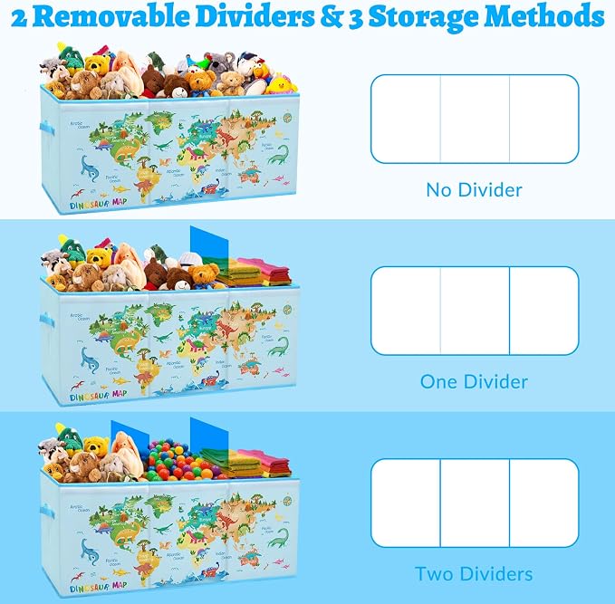 Large Toy Box Collapsible Chest Organizer with Flip Lid for Kids | Oxford Storage Box with Handle for Boy Girl Sturdy Waterproof Organizing Decor for Bedroom Playroom Nursery 37.7×12.5×15.7'' - Image 7