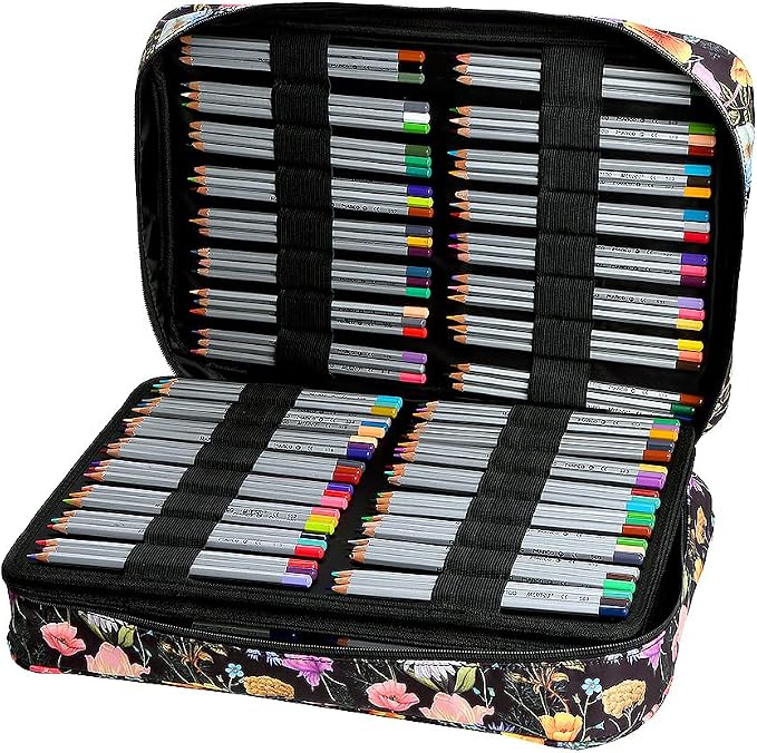 Lbxgap 480 Slots Colored Pencil Case w/Handle & Shoulder Strap | Large MultiLayer Watercolor Pen Bag w/Zipper Front Pocket for 480 Colored Pencils/320 Gel Pens to Artists, Painters - Image 3