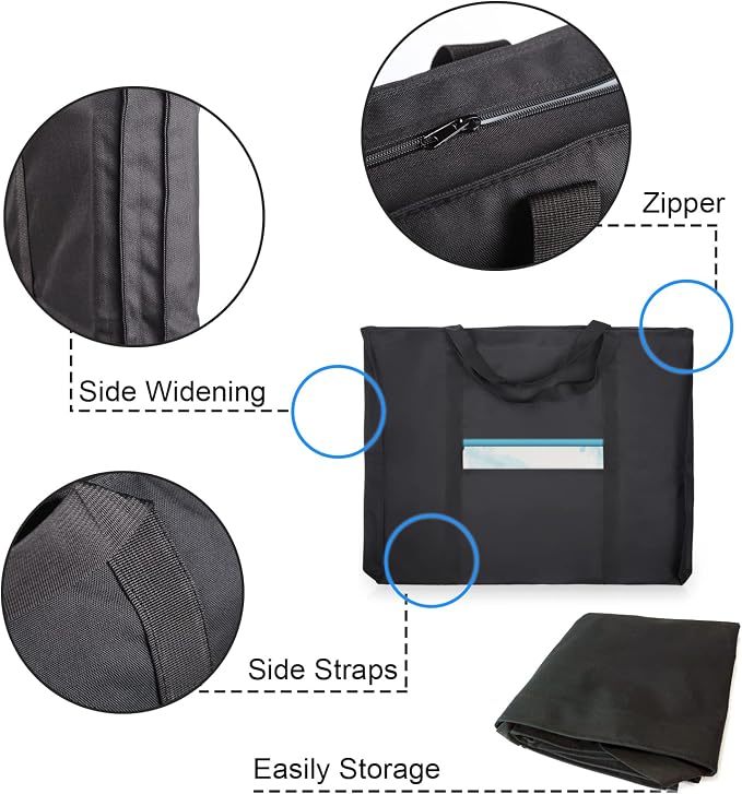 JJRING Dacron Light Weight Art Portfolio Bag, 19.6'' x 25.6'' for 18'' by 24'', Black Carrying Storage Case for Poster, Sketching, and Drawing | Light Weight Carrying Storage Case Suitable Poster, Sketching, And Drawing - Image 3
