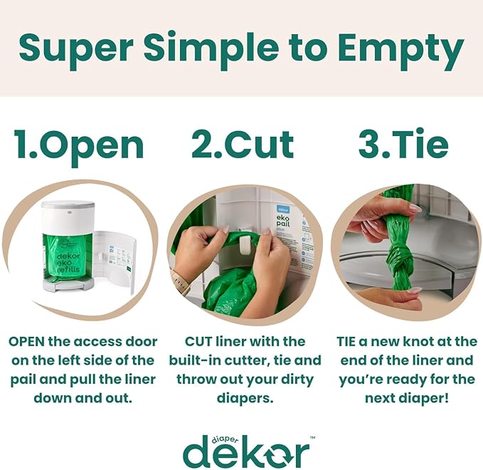 Diaper Dekor CLASSIC Diaper Pail Refills, Unscented, Exclusive End-of-Liner Marking, Thick Quick & Easy to Replace, Most Economical Refill System for Original and Eko Style Pails,(Pack of 24) - Image 5