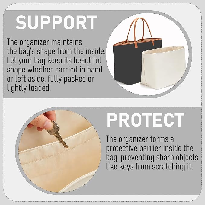 Nylon Tote Bag Organizer Insert for Goyard Saint Louis GM Bag, White | 13'' Laptop Sleeve Purse Organizer Insert for Goyard ST, Waterproof, Elastic Cup Holder, YKK Zipper, 5 Pockets Storage Travel - Image 7