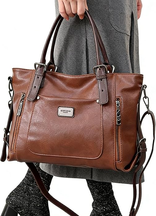 Handbags and Purses for women Vegan Leather Tote Bag for Women Satchel Shoulder Bags Travel Purse with Compartments - Image 4