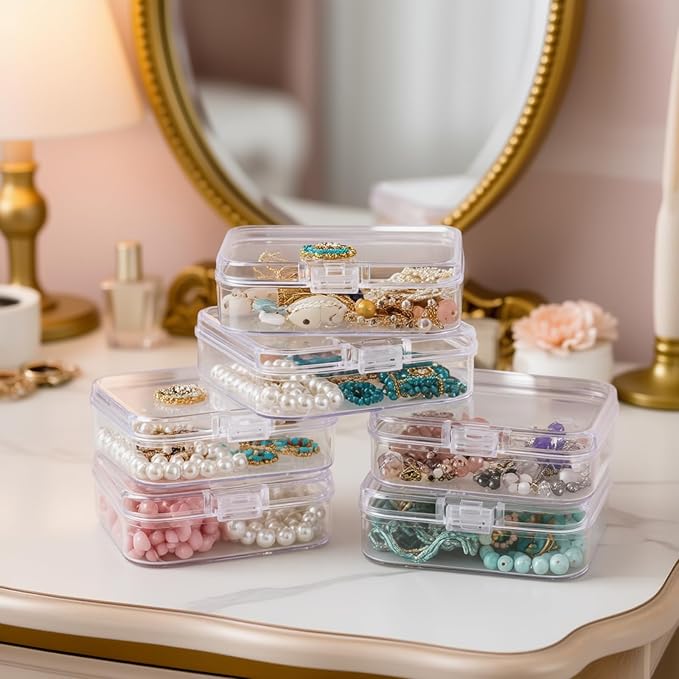 100 Pack Rectangular Mini Clear Plastic Storage Containers | 3.35x2.17x0.98 inch, Hinged Lid, For Beads and Small Craft Items - Image 5