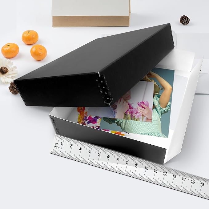 Lineco Drop Front Archival Storage Box, 11.75x15.25x3 in, Black, 8 Pack | Acid-Free with Metal Edge, Preserves Picture Longevity, Organize Photos, Newspapers, Prints, Documents, Crafts, DIY - Image 4