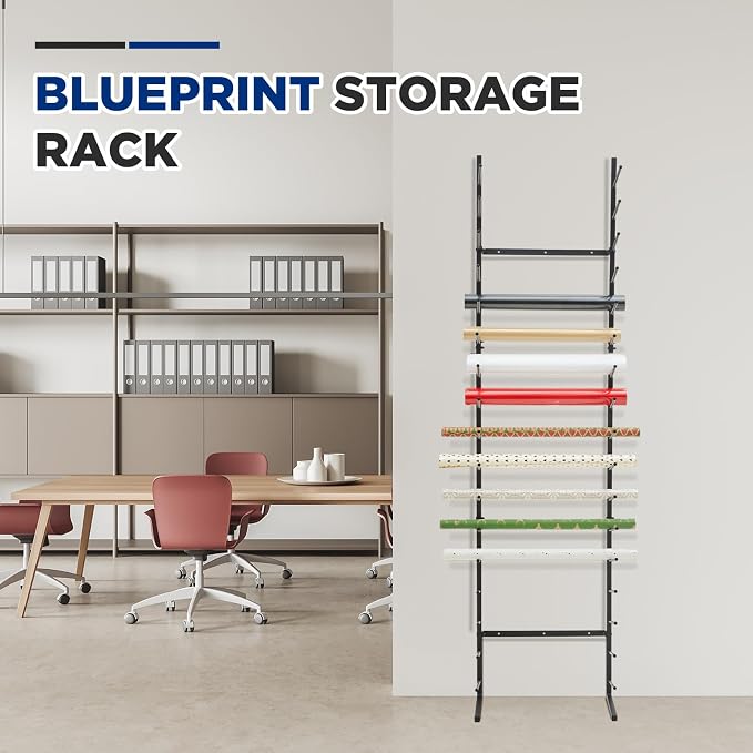 Gisafai 9/17 Tier Wall Mount Blueprint Storage Rack Hanging Vinyl File Roll Poster Display Rack Vertical Art Print Blueprint Holder for Plan Organization(84 x 21 x 11 Inches) - Image 6