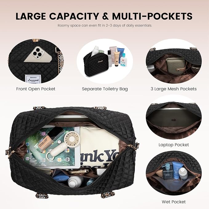 LOVEVOOK Travel Duffle Bag,Weekender Bags for Women with Shoe Compartment，Carry on Overnight Bag with Toiletry Bag,Gym Duffel Bag with Wet Pocket, Hospital Bags for Labor and Delivery - Image 3