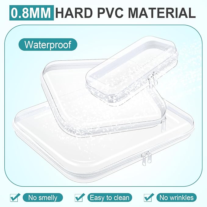 Sanwuta 6 Clear Hard Zipper Case,Clear,Three Sizes | Pencil Case Pouches ,Makeup Bag,Plastic Toiletry Diaper Bag ,Travel Toy Storage,Waterproof Organizer Bins - Image 4