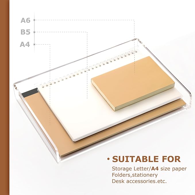 SANRUI 4 Tier Clear Desk Paper Letter Organizer Trays, A4 Stackable File Document Tray, Acrylic Desk Organizers and Accessories Sorter, Workspace Office Supplies Organizers,12.4inx8.86inx6.64in - Image 7