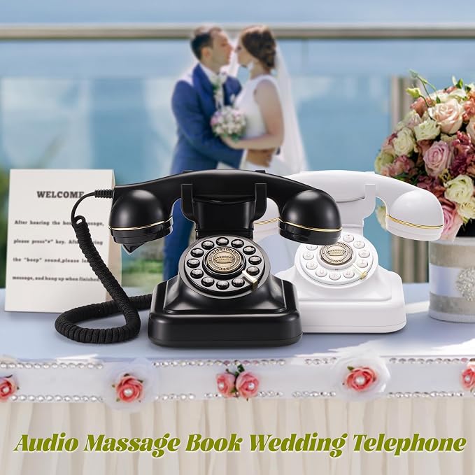 Audio Guest Book Wedding Phone can Record Customized Audio Guest Books for Weddings, banquets and Parties, and it Supports Playing Guests' Voice Message Information on the Device Itself. Black - Image 2