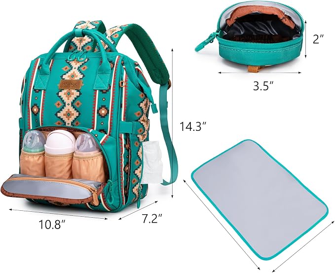 Montana West Wrangler Diaper Bag Backpack Aztec Callie Bag Travel Backpack Purses Western Multi-Function Baby Bags for Mom - Image 2