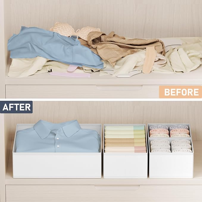 DIMJ Drawer Organizer Clothes 24 Pack - Foldable Baby Organizers and Storage & Dresser Organizer for Bedroom, Closet - Nursery Organization Dresser Dividers for underwear, Sock,Bra, Belt, Tie, White - Image 5